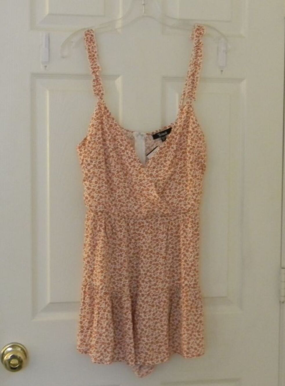 Trixxi Juniors Romper Jumpsuit Ditzy Floral Burnt Orange Size XL NWOT